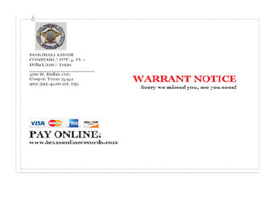 Warrant Post Card front